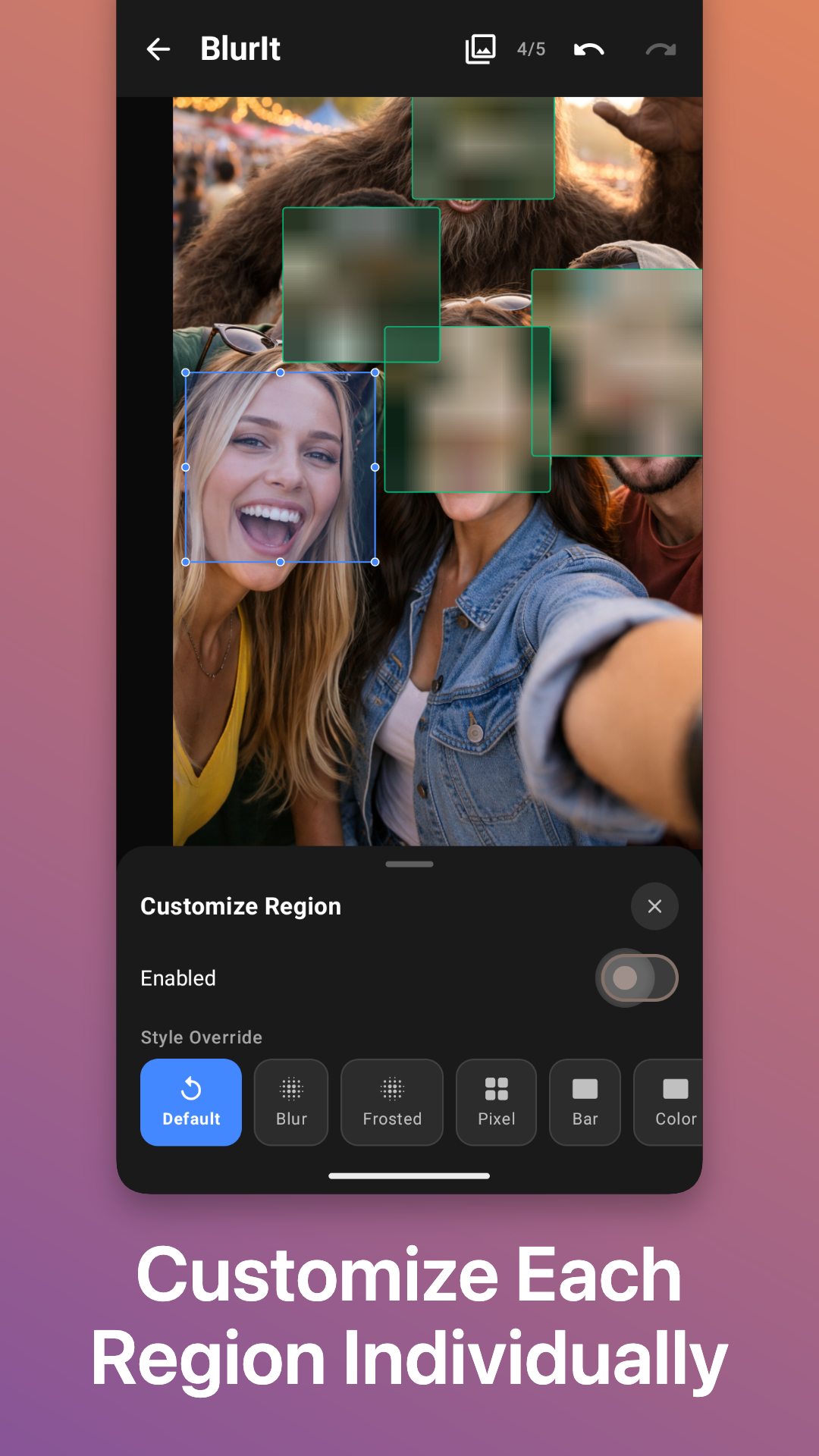 Credit card details detected and blurred